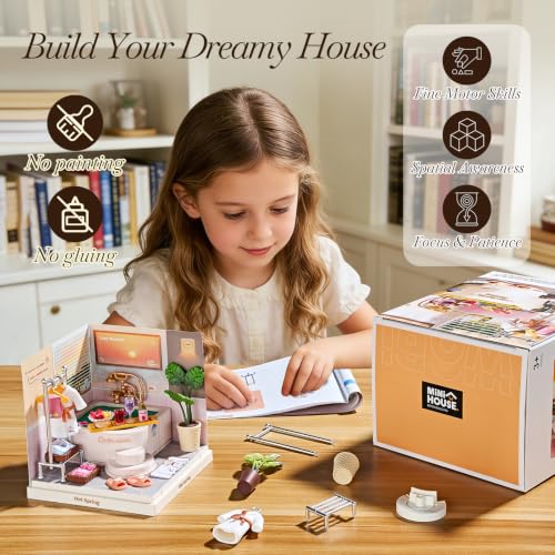 Miniature House DIY Bathroom Spa Kit with Acrylic Display Case - color: Small - Bathroom, size: Small