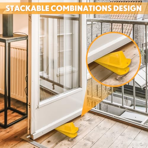 Frienda 2 Pcs Heavy Duty Rubber Door Stops Wedge Stackable,Yellow - color: Yellow