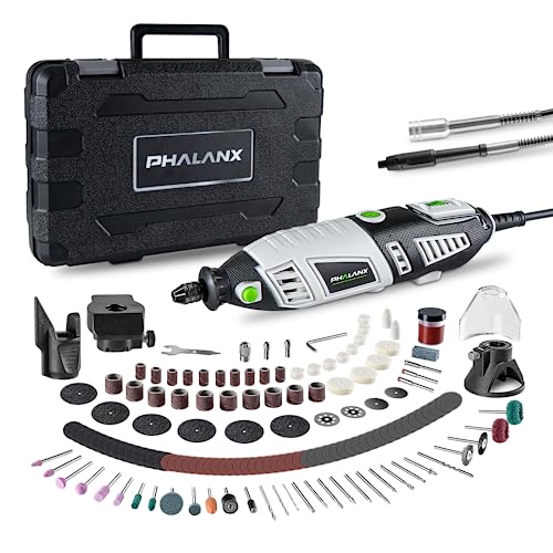 PHALANX 180W Rotary Tool Kit, 1.5-Amp 6 Variable Speed with Flex Shaft, 8000-35000RPM Rotary Multi-Tool& 213pcs Accessories Kit, Power Multiuse Set Prefect for Crafting Projects and DIY Creations - color: 213pcs Rotary Tool