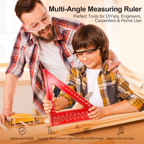 7 inch Carpenter Square, 1/16" Precision Hole Scribing Square Tools, 0-90° Aluminum Alloy Rafter Square, Woodworking Square Tools AM13D - color: Imperial: 7 inch Square