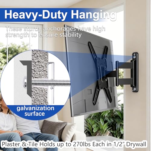 Taiss Heavy-Duty Drywall Anchor with Included Toggle Bolts 1/4''-20 for TV Mounting Kit,Hollow Walls Anchors,Plaster & Tile Holds up to 270lbs Each in 1/2” Drywall,8 Pack - color: W-1/4"