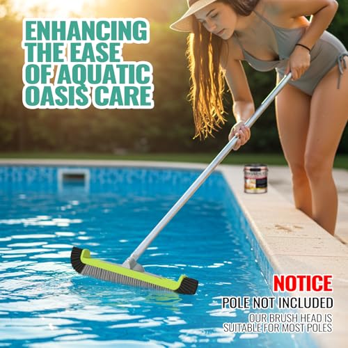 18" Pool Brush Head - Scrub Brush, Curved Ends, Fits Φ1.25” Poles - color: Black & Gray