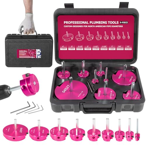 Premium 9-Piece PVC Pipe Reamer Kit, Includes Sizes 1/2", 3/4", 1", 1-1/4", 1-1/2", 2", 2-1/2", 3", 4", For Standard 1/2" Drills, Ideal for PVC, CPVC, ABS Pipes, Perfect for Plumbing Repairs