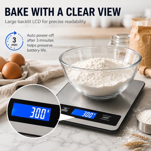 33lb/15kg Digital Food Kitchen Scale, Measuring Recipes Coffee Meat Baking