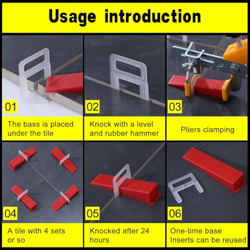 Tile Leveling System 1/8" Spacers Tile Leveler Clips DIY Tile Leveler Spacers 5000 Pcs and Tools Harden Rubber Mallet Hammer 16 oz for Professional Ceramic Tile and Stone Installation