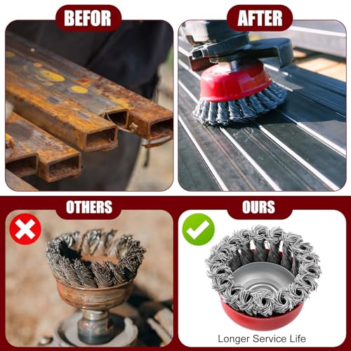 Tandefio 24 Pcs Wire Cup Brush, Angle Grinder, Classic - size: 3 Inch, style: Classic
