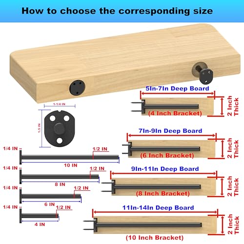 Floating Shelf Bracket (1/4" Thick,Flush-to-Wall Hidden Heavy Duty Brackets for Wood Shelves，Solid Steel Invisible Shelf Support,,Seamless Blind Design for Kitchen, Study&DIY 10 Inch Black - size: 4 Inch, style: Flush-to-Wall No Gaps Black 6 Pack
