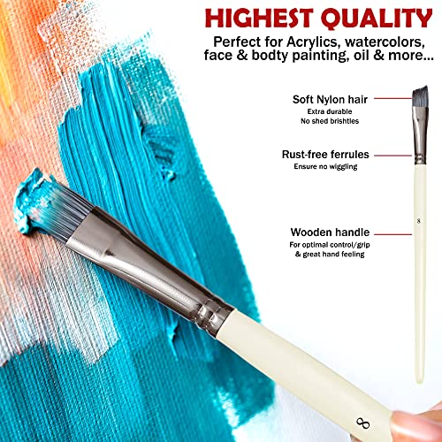 DUGATO Artist Paint Brushes Set 10pcs for Acrylic Oil Watercolor Gouache - color: White
