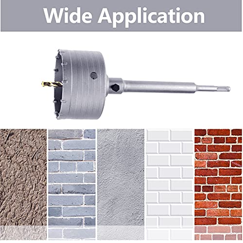 95mm / 3-3/4inch Concrete Hole Saw with 220mm(8.66 inch) SDS Plus Shank Connecting Rod Cement Hole Saw for Cement Brick Concrete Stone Wall (95mm / 3-3/4")