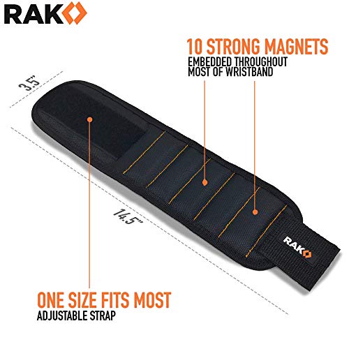 RAK Magnetic Wristband for Tools - Premium Tool Belt for Holding Screws Nails with Powerful Magnets, Birthday Gifts for Men, Cool Gadgets Stuff Gifts for Dad, Husband, Grandpa, Handyman, Him