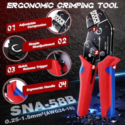 969Pcs Pins Connector Kit & 28 Types Electrical Terminal Pins Crimp Tool