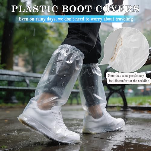 20 Pcs Individually Packaged Extended Length Rain Shoe Covers for Adults, Disposable Portable Plastic Shoe Covers for Rain, Perfect for Adults, Mud, and Theme Parks (Adults, L 20Pcs) - size: Adults L 20Pcs