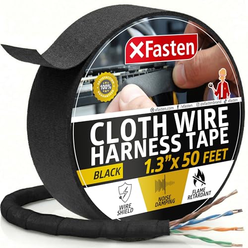 XFasten Wire Harness Tape, 1.3-Inch x 50-Foot, High Temp Wiring Loom Harness, Self-Adhesive Felt Cloth Electrical Tape for Automotive Engines, Noise Dampening, and Cable Protection - style: 1.3-Inch x 50-Feet