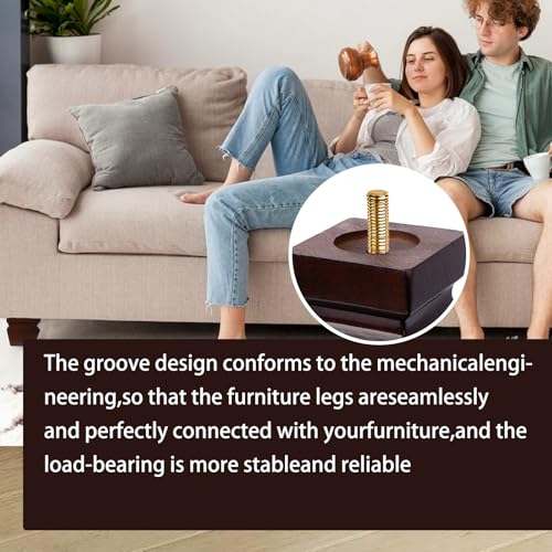Wood Legs for Furniture 3 inch Heavy Duty Sofa Legs Square Brown Bed Legs Pack of 4, Mid Century Chair Feet, Sofa Replacement Parts, Dresser Leg Sideboard Recliner Couch Riser - color: Brown, size: 3"H*3.15"W