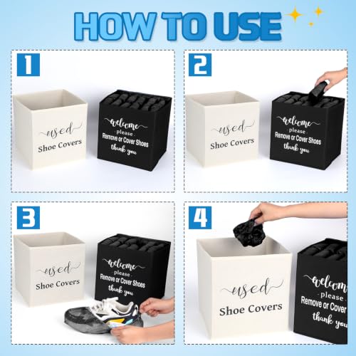 200 Pcs Disposable Shoe Covers with 2 Dispenser Boxes, Black - color: Black