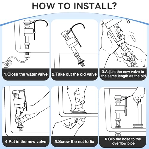 Saillong 3 Set Universal Toilet Tank Replacement Kit, Include Fill Valve, 2 Inch Low Flow Rubber Flapper, Front Mount Toilet Flush Brass Handle, Adjustable, Quiet, Easy Install Repair Kit
