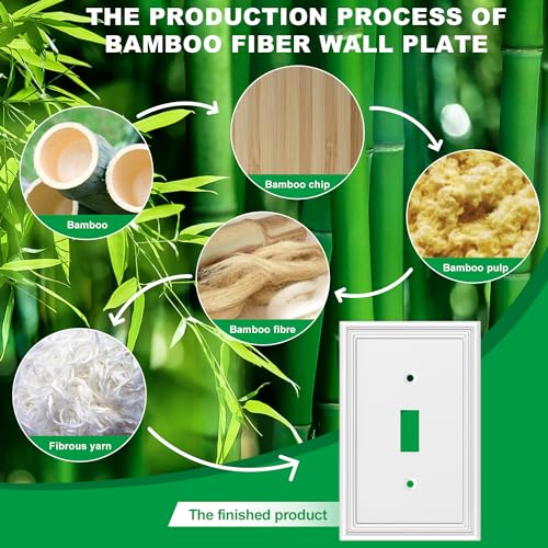 OKAYZIP White Decorative Single Toggle Light Switch Covers Wall Plate | 4 Pack Natural Material Switch Plate Covers - Modern Style, Elevate The Look of Your Light Switches - size: 1 Toggle 4 Pack