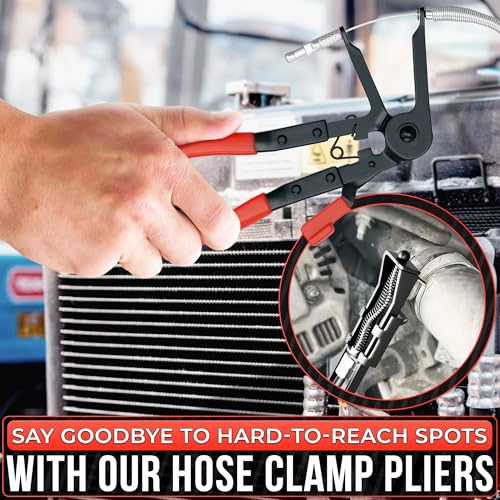 Flexible Hose Clamp Pliers, Fits 0.39"-1.37" Clamps, Carbon Steel Body - color: Black & Red Hose Clamp Tool