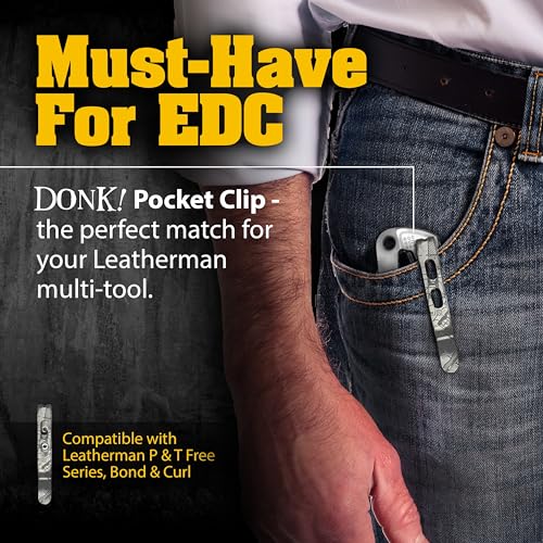 Pocket Clip for Leatherman Free P & T Series, ARC, Bond and Curl Multi-tools | Titanium TC4 - Matte | Titanium Screws | 5 Custom Designs - ‘House Plans Matte’
