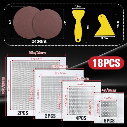 Drywall Repair Kit 18 Pack, 2/4/6/8 inch Drywall Repairs Patch, Dry Wall Patch with Scraper and Sandpaper for Drywall Repair Patch Kit - size: 18