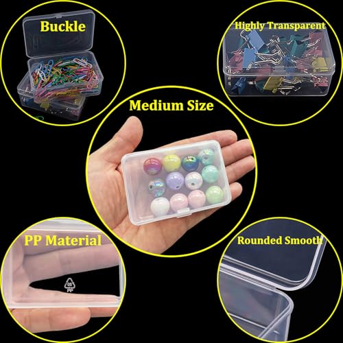 46Pcs Bead Organizer Set, Premium Small and Medium Clear Plastic Storage Boxes for Jewelry Making Crafts Screws Seeds DIY Bracelets Diamond Small Parts, Stackable Containers with Hinged Lid and Labels - size: 2 Pack 46 Pcs (Small and Medium)