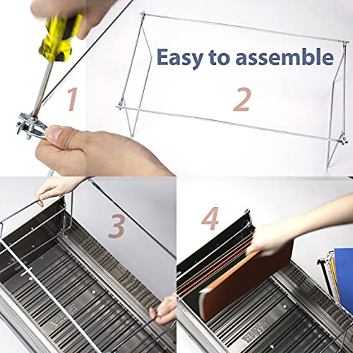 Officemate Hanging File Frame, Letter Size (Fits 24″–27″), Adjustable Heavy-Duty Steel File Drawer Organizer for Desks, Cabinets & Shelves, Set of 6 (98620) - size: 6-Pack