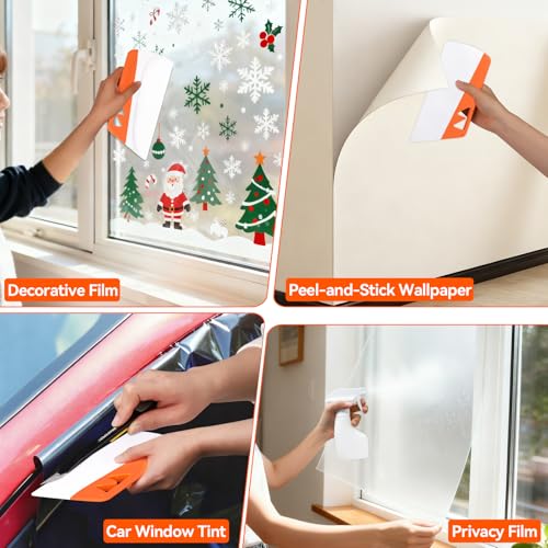WRAPXPERT Window Film Tools, Window Privacy Film & Peel and Stick Wallpaper Tool Kit, 4-in-1 DIY Starter Set with Smoothing Squeegee, Utility Knife and Blades & 180ml Adjustable Spray Bottle - color: 4-in-1 Set