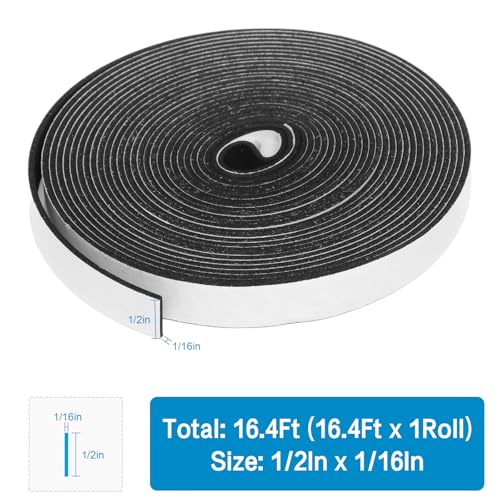 DGSL Foam Weather Stripping, 1/2" x1/16, 16.4Ft Door Window Seal Tape - size: 1/2In x 1/16In x 16.4Ft