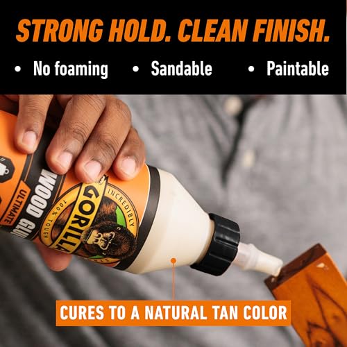 Gorilla Ultimate Waterproof Wood Glue, Natural Color, 18 oz - size: 18oz, style: 1 Pack Bottle