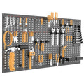 WALMANN Metal Pegboard, Wall Tool Organizer Board with Hooks, 24x48 in - color: Black