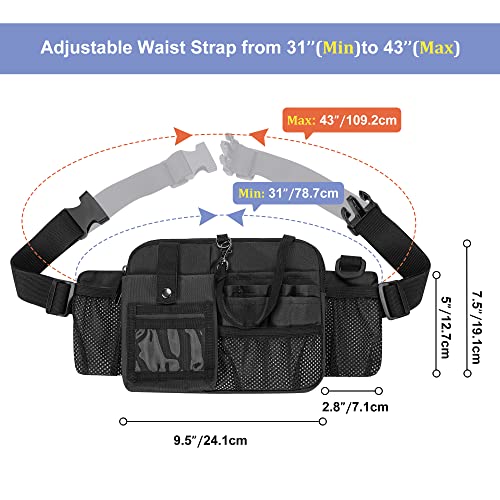 Damero Nurse Fanny Pack with Multi-Compartment and Tape Holder, Black - color: Black