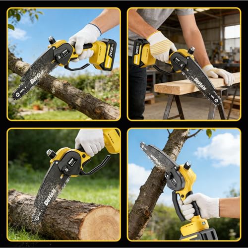 Cordless Pole Saw for Tree Trimming, 6" & 8" Chainsaw with Extension Pole - size: 6+8inch