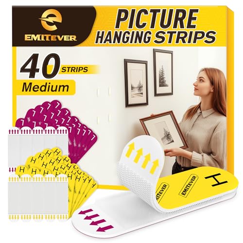 EMITEVER Picture Hanging Strips Heavy Duty Picture Hangers for Wall 20Pairs - size: Medium-20Pairs