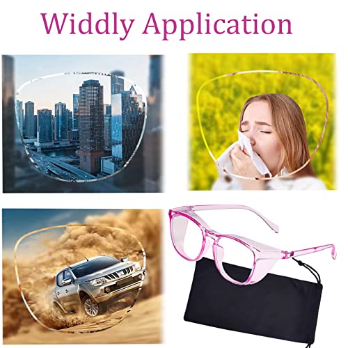 Safety Glasses for Men Women, Anti Fog Safety Goggles Comfortable Blue Light Blocking UV Protective Adult Nurse - color: Square Pink Purple 3pack