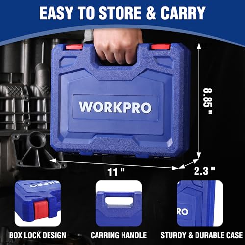 WORKPRO 14-Piece 1/2＂ Drive Deep Impact Socket Set, SAE - style: 14PC, SAE