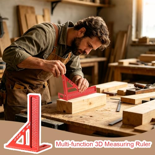 3D Multi-Angle Measuring Ruler,Extended Upgrade Version 22.5°-90°Woodworking Metal Layout,Marking,Aluminum Alloy Square Tools with Angle Pin for DIY,Engineer,Carpenter,Construction