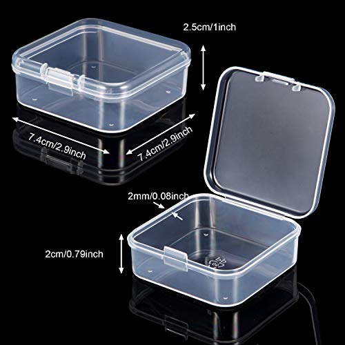 SATINIOR 24 Packs Small Clear Plastic Beads Storage Containers Box with Hinged Lid for Storage of Small Items, Crafts, Jewelry, Hardware (2.9 x 2.9 x 1 in) - size: 2.9 x 2.9 x 1 in
