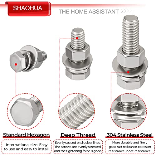 Metric Bolt Assortment, 244PCS M3 M4 M5 M6 M8 M10 Hex Bolts and Nuts Kit, 10-50mm Stainless Steel Bolts and Nuts Kit, Flat Hex Head Screws Bolts Nuts, Lock and Flat Gasket Washers Assortment Kit - size: A. M3 M4 M5 M6 M8 M10