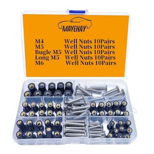 103Pcs M4 M5 M6 Rubber Well Nuts Kit for Kayak with Brass Inserts