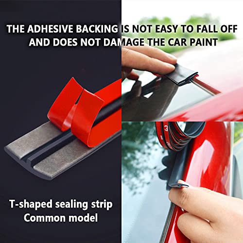 16.4ft / 5M Cuttable T-Car Sunroof Cover Seal Rubber Trim,Dust Proof&Weather Stripping for Windshield,Tailgate Adhesive Rubber Seal Strip - color: 14mm×16.4Ft