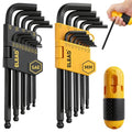 ELEAD Hex Key Allen Wrench Set: 27-Piece Premium MM(1.27mm-10mm) & SAE(3/64"-3/8) Allen Key Set with Grip Handle, Long and Short Arm with Ball End, Organized Storage - style: Ball End Allen Key Set