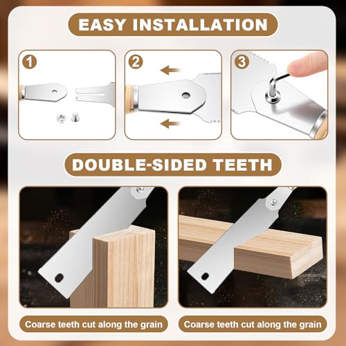 8 Pcs Japanese Saw Set Double Edge SK5 Steel 10''/9.25''/6'' Pull Handsaw, Coping Handsaw with Extra 4 Pcs Replacement Blades for Hard/Soft Woods Cutting, Metal, Plastic, DIY