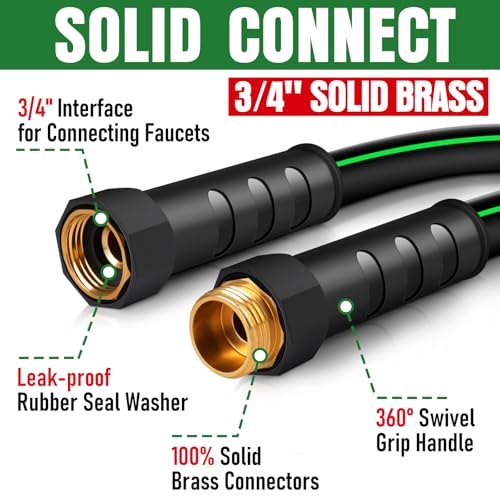 Heavy Duty Garden Hose 20ft, NON-EXPANDABLE Flexible Water Hose, Kink Resistant Lightweight Hybrid Hose, Leakproof Hose Male to Female Fittings - color: Black+Green, size: 20ft