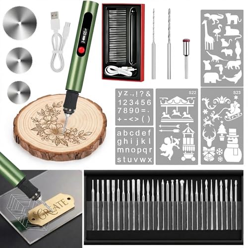 Engraving Pen,Lightweight Kit,35 Bits,3 Speed,Beginner-friendly Craft Tool - color: Green