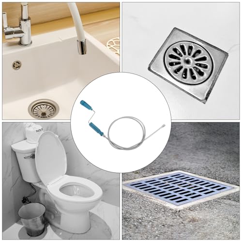 HARFINGTON Drain Augers 5ft Stainless Steel Hair Drain Cleaner Tool Blue - color: Blue, size: 1.4m