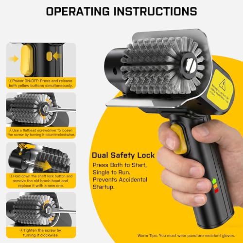 SOARFLY Electric Grill Brush for Outdoor, 600RPM Cordless BBQ Grill Cleaner