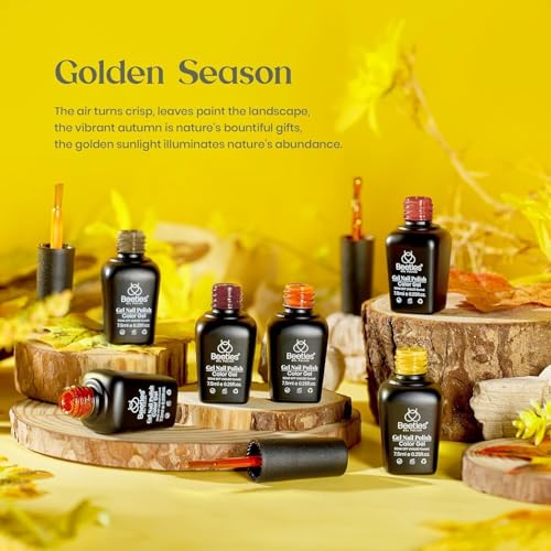 Beetles Fall Gel Nail Polish Set, Golden Season Glitter Gel Polish - color: A - Brown Green Gold | Golden Season