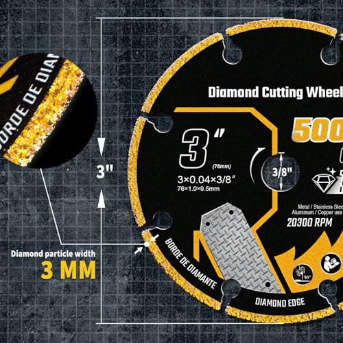3 Inch Cut Off Wheel Diamond Cutting Wheel for Metal 3/8" Arbor - style: 3"x3/8in.
