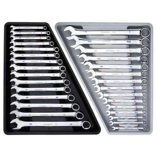toolant Max Grip 30pcs Professional Metric & SAE Combination Wrench Set with Long Pattern Offset Heads Anti-Slip Teeth & Color-Coded Markings for Machinist, Auto, maintenance, DIYer - size: Metric&SAE（8-24mm&1/4-1"）