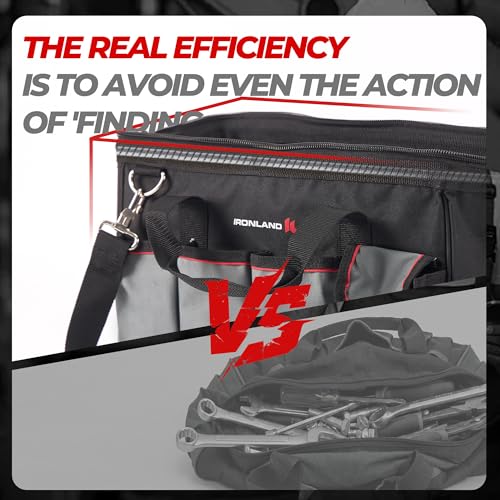 IRONLAND 16.5 Inch Hard & Sturdy Bottom Tool Bag Organizer for Men